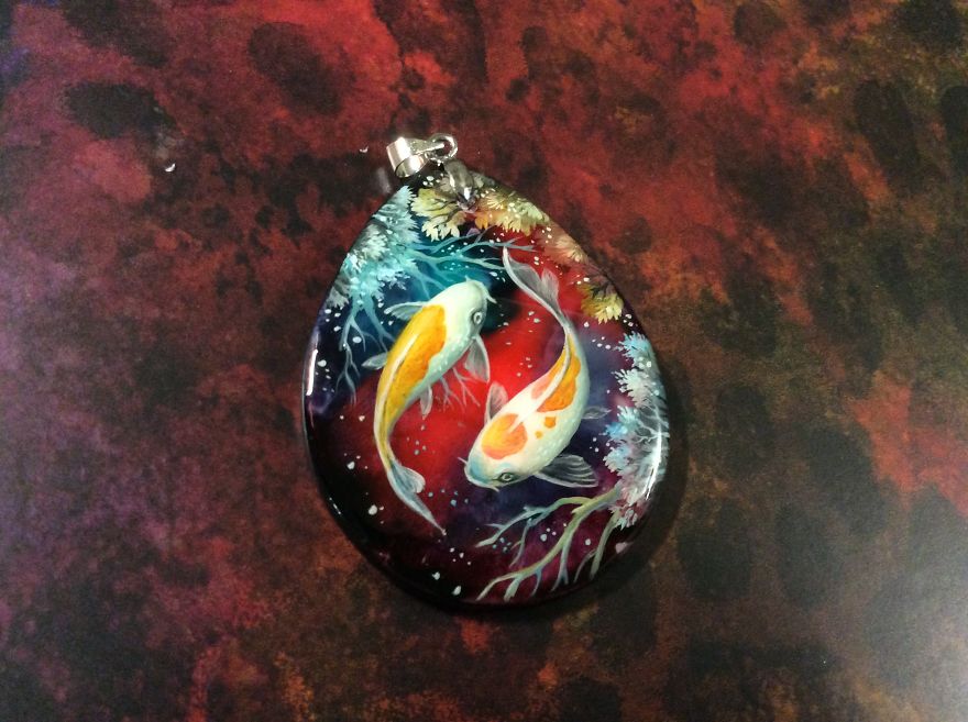 Dragons And Koi On Wood And Stone