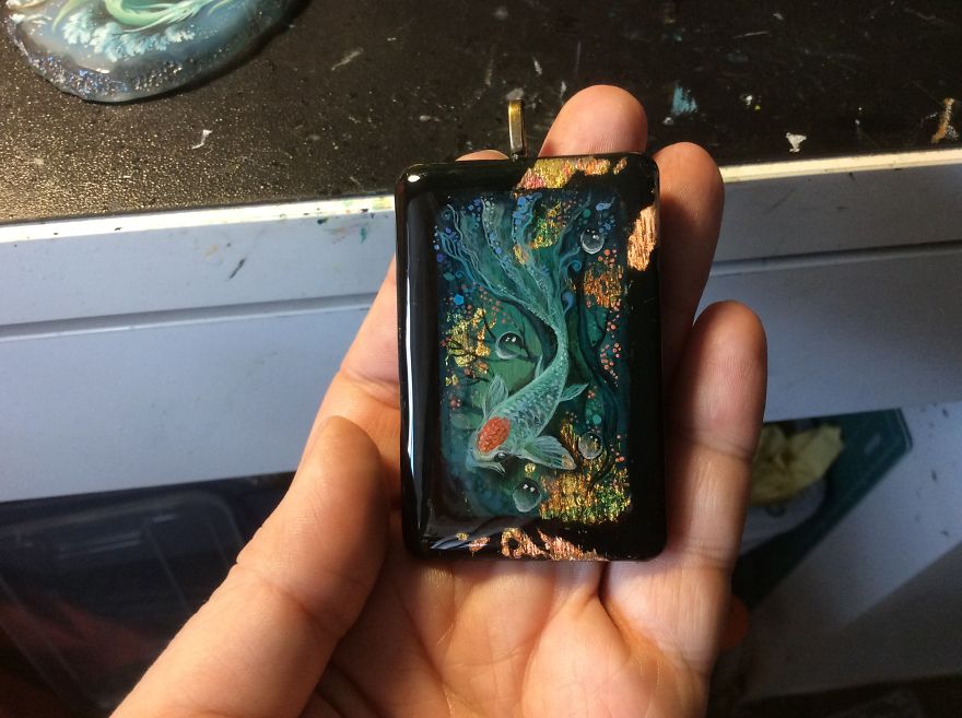 Dragons And Koi On Wood And Stone