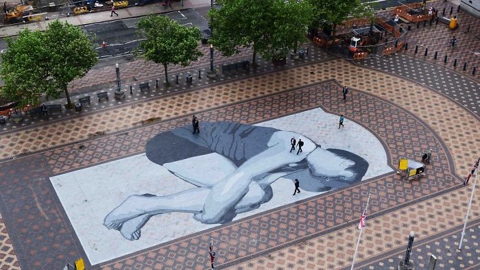 Huge Painting On The Centenary´s Square Floor In Birmingham, UK