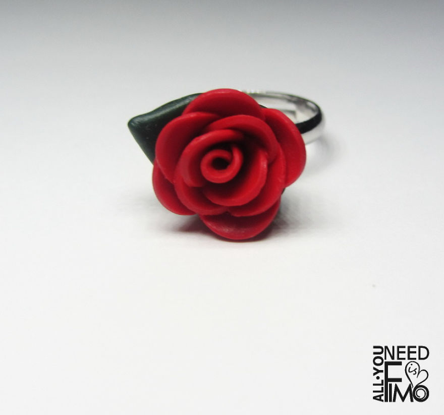 I Made These Earrings And Ring Put Of Polymer Clay! I Spent A Lot Of Time Making That Small Petals ☺