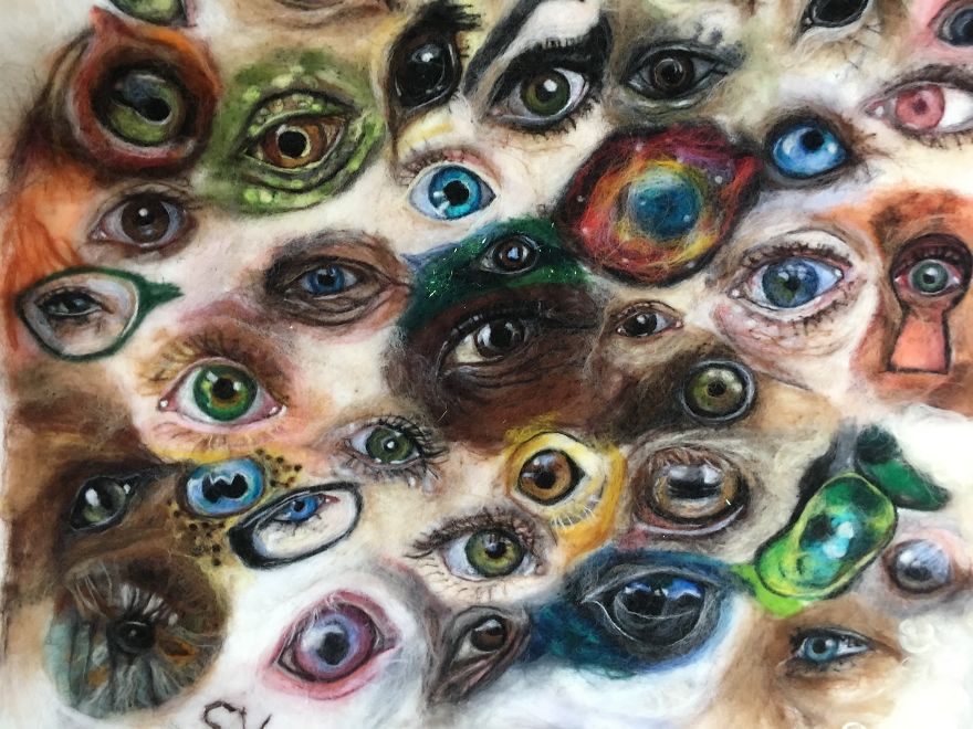 I "Painted" 100 Eyes In 100 Days With Wool I "Painted" 100 Eyes In 100 Days With Wool