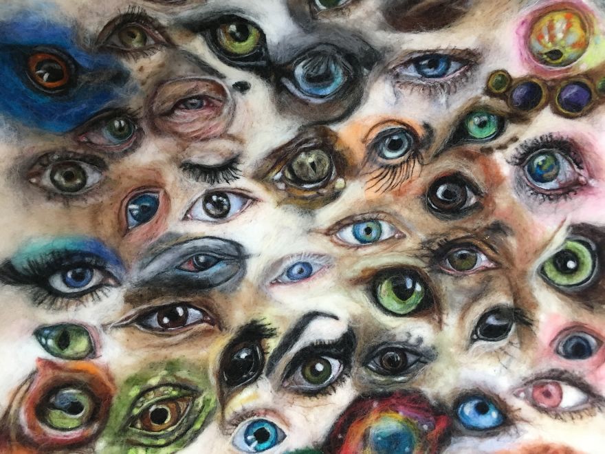 I "Painted" 100 Eyes In 100 Days With Wool I "Painted" 100 Eyes In 100 Days With Wool