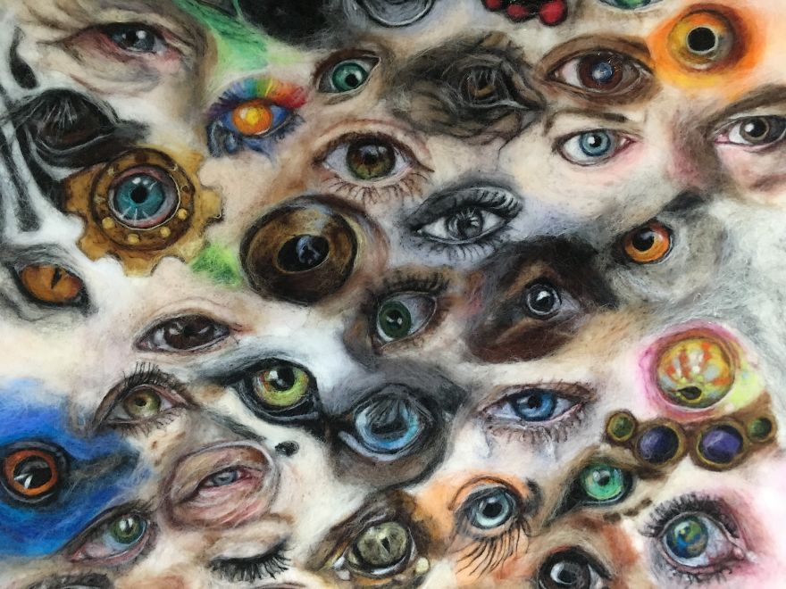 I "Painted" 100 Eyes In 100 Days With Wool I "Painted" 100 Eyes In 100 Days With Wool