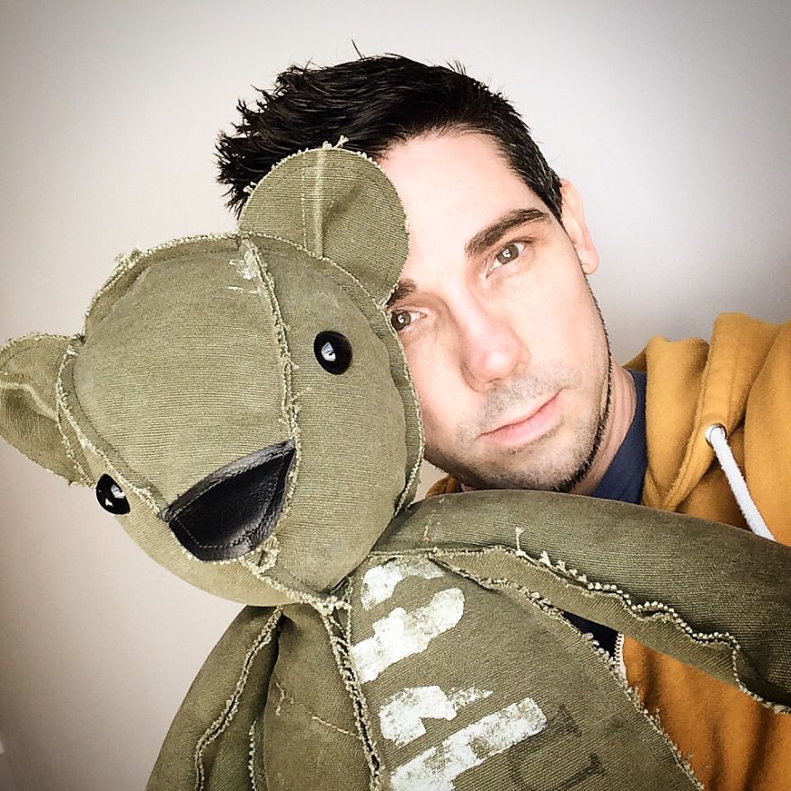 I Turned A Vintage Army Duffle Into A Huggable Teddy Bear