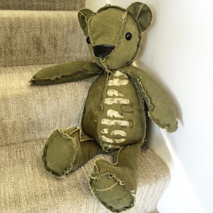 I Turned A Vintage Army Duffle Into A Huggable Teddy Bear I Turned A Vintage Army Duffle Into A Huggable Teddy Bear