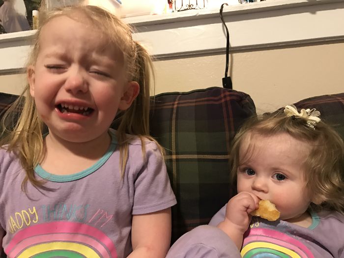 My Oldest Was Mad That Her Sister Ate Pizza With Us.