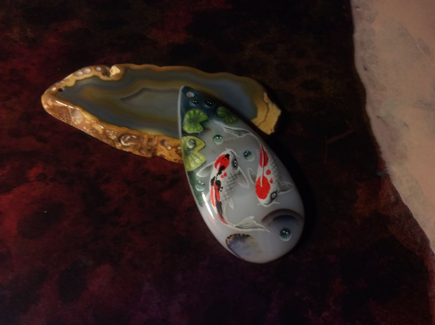 Dragons And Koi On Wood And Stone