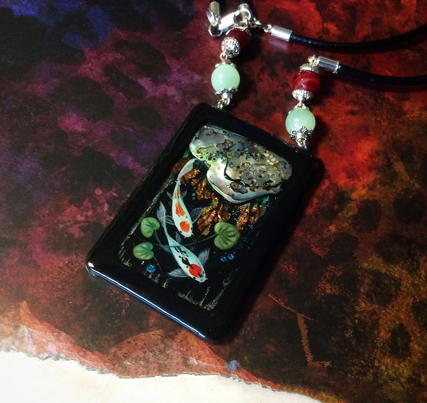 Dragons And Koi On Wood And Stone