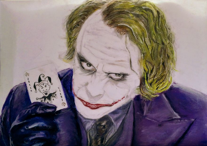 I Drew This Joker Artwork While Using Pastel For The First Time