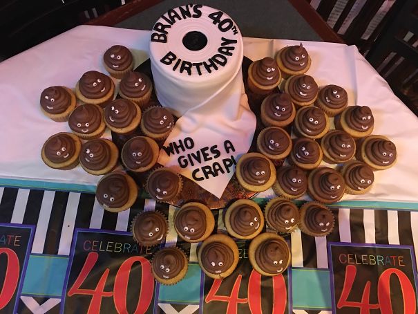 My Husband Was Dreading Turning 40 And I Wanted To Make Him Not Feel So Old. So I Had A Surprise Party For Him And This Is His Cake!