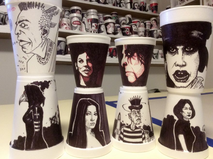 Battled Boredom By Drawing On Some More Cups