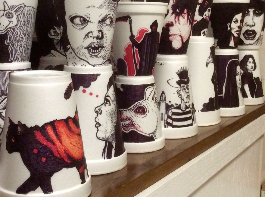 Battled Boredom By Drawing On Some More Cups
