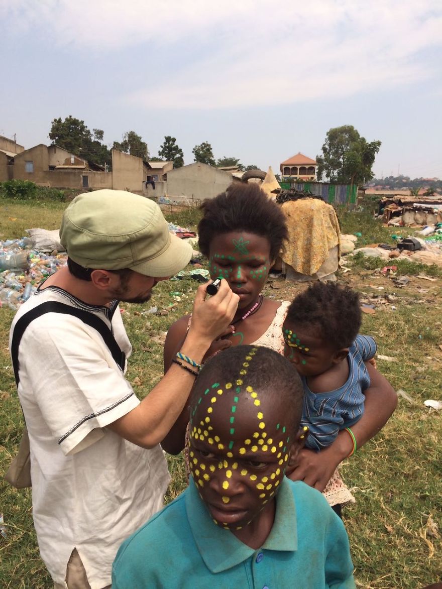Went To Do A Wall Drawing End Up Making Tribal Face Painting In Uganda.