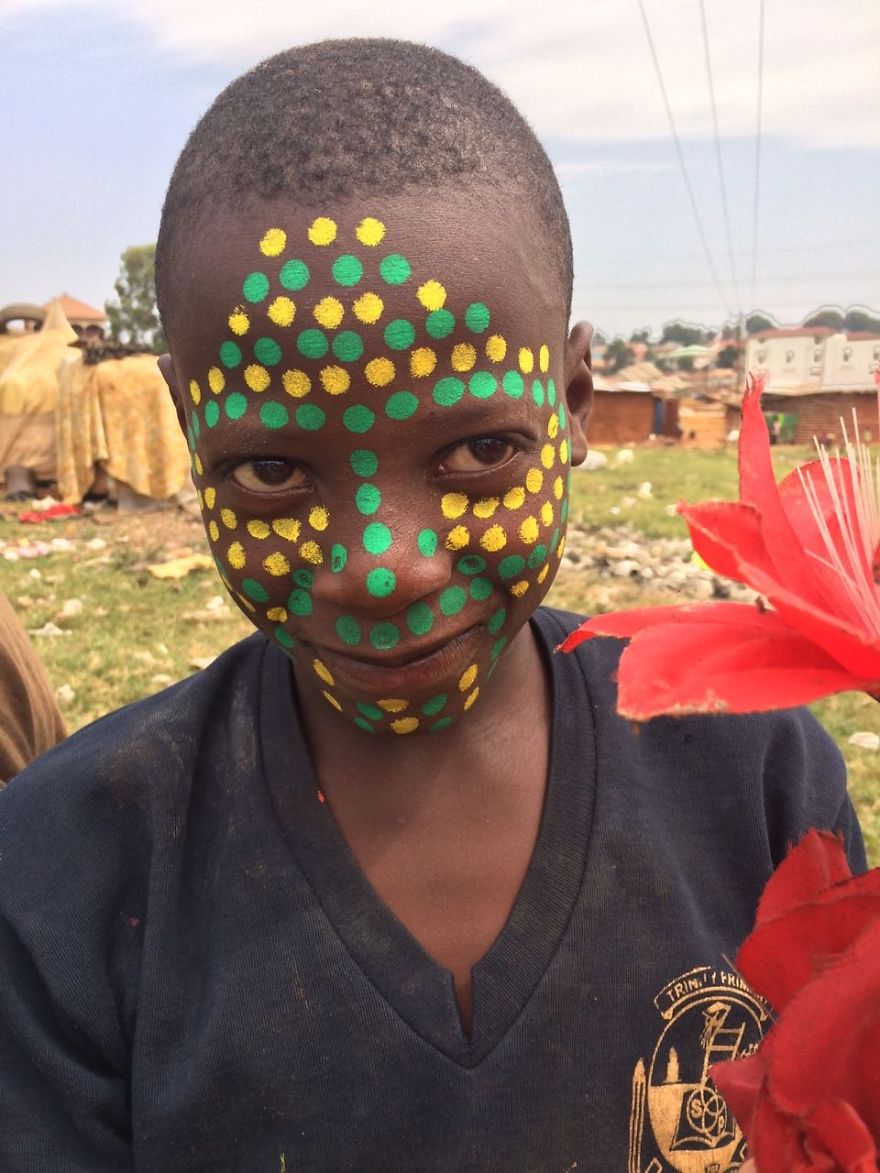 Went To Do A Wall Drawing End Up Making Tribal Face Painting In Uganda.