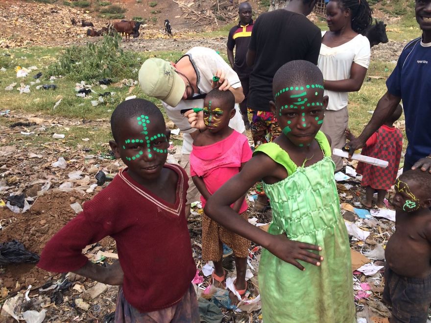 Went To Do A Wall Drawing End Up Making Tribal Face Painting In Uganda.