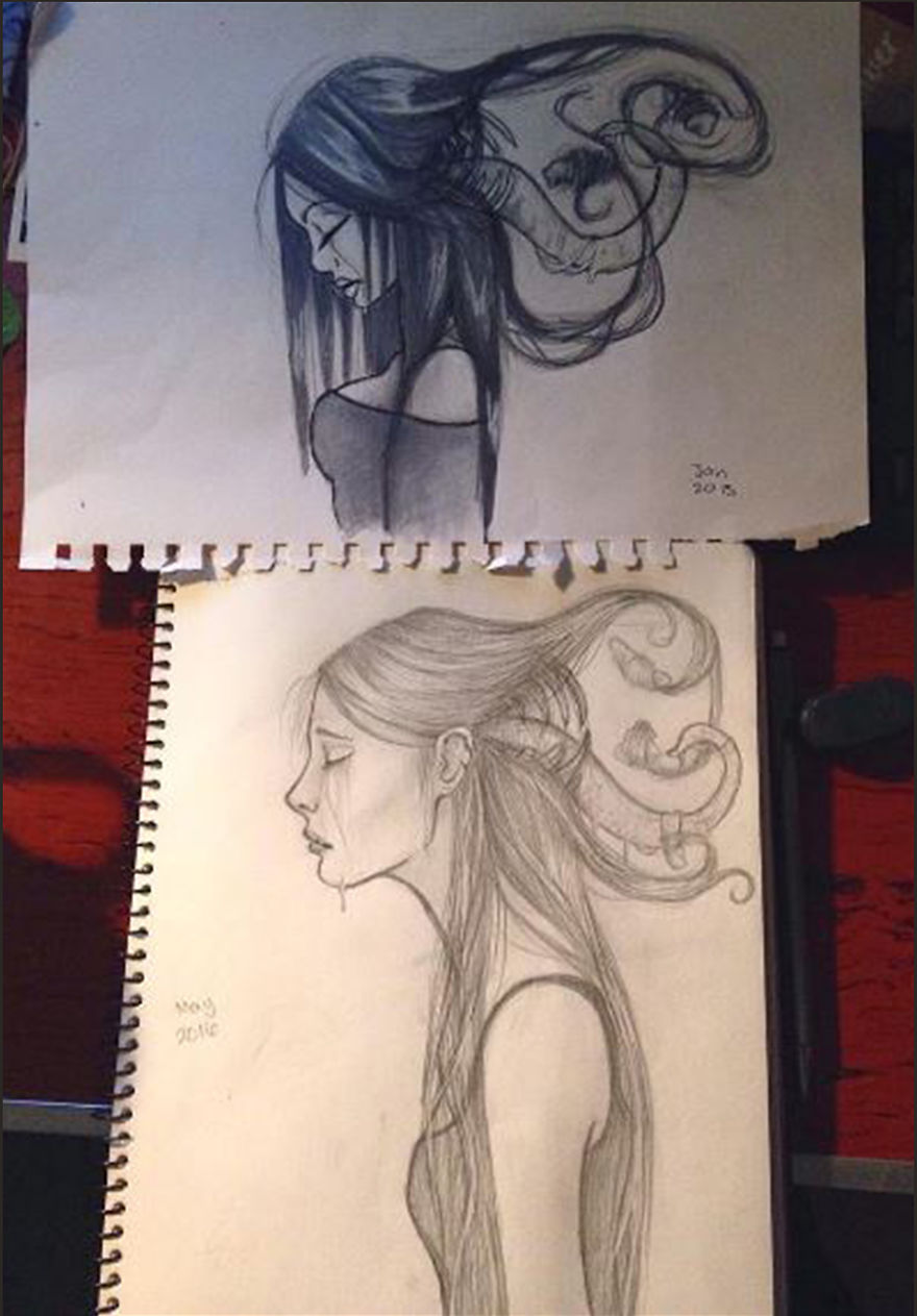 Before And After - Top From 2013 And Bottom From 2016 (by Me, Kimodra)