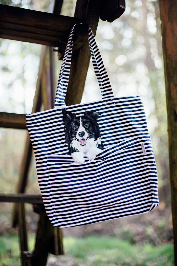 Hand Painted Shoulder Bags With Animals In A Pocket