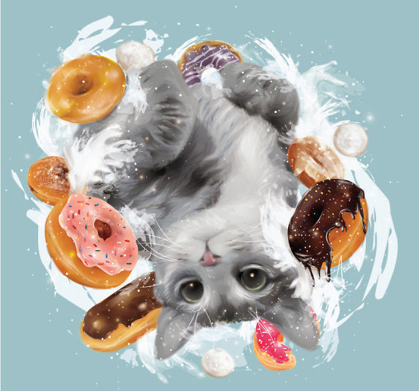 I Illustrate Pets Surrounded By Food