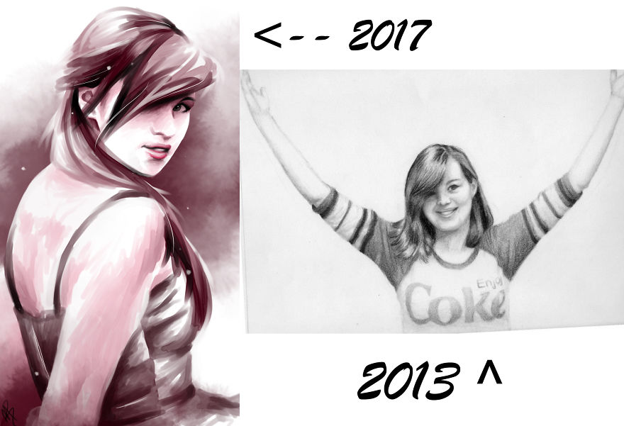 High School Vs College Self-portrait