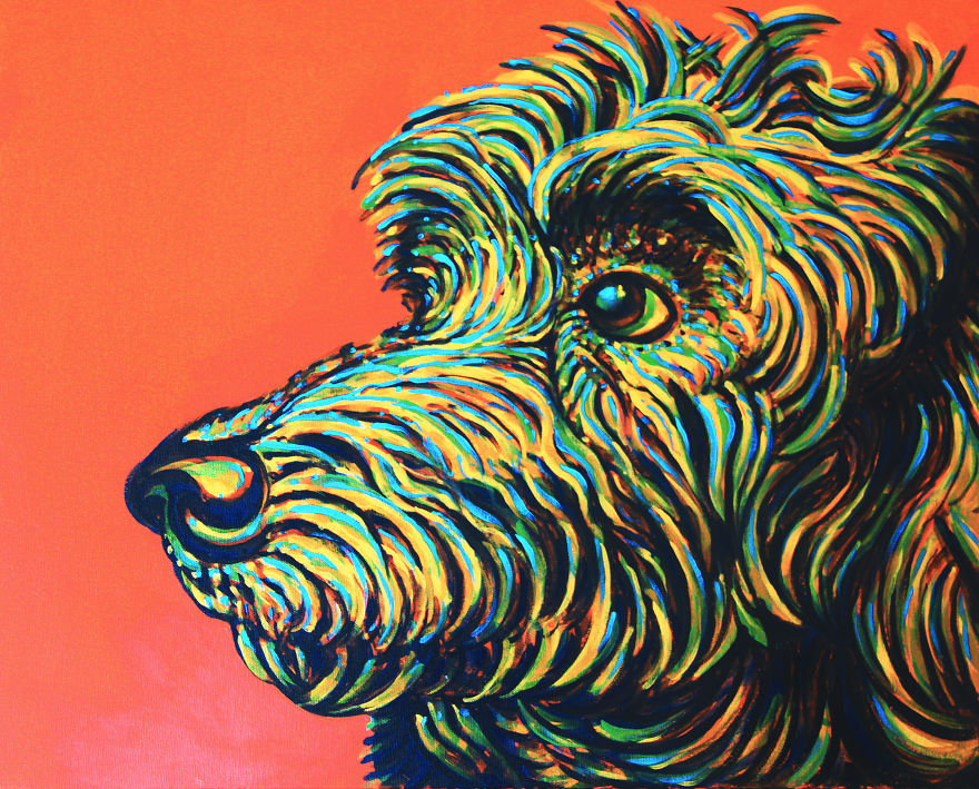 Scf K9's Are Commission Acrylic Dog Portraits Made With Vibrant Color And Personality For Their Owners And Family!