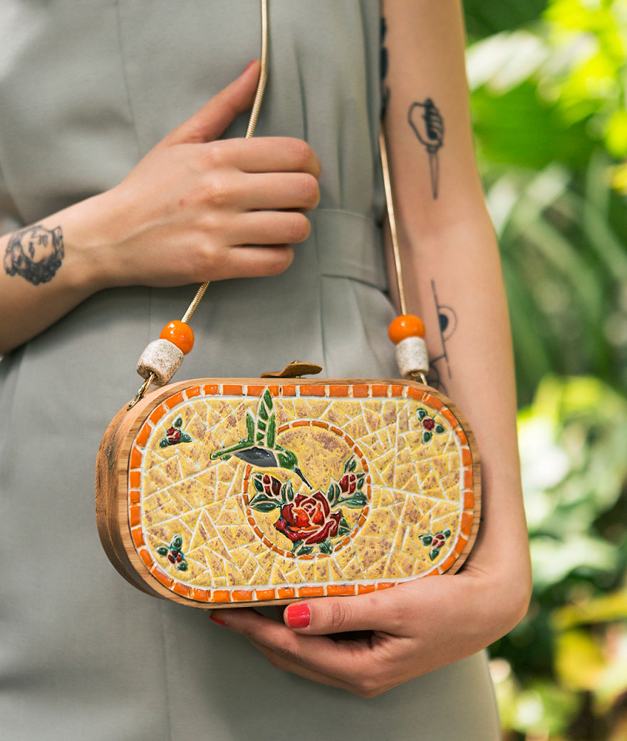 I'm Reconnecting With Nature By Wood & Ceramic Mosaic Bags