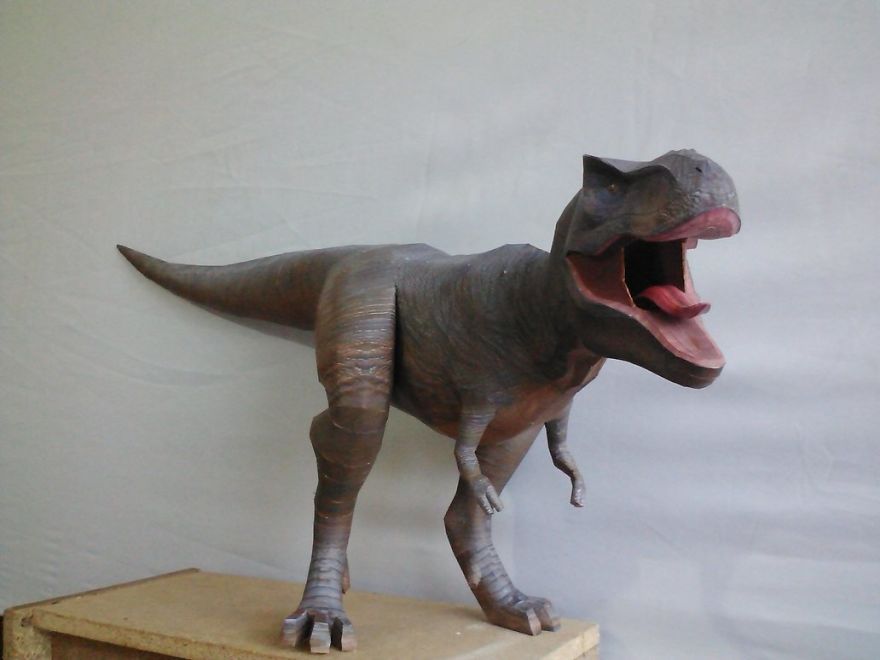 T-Rex Sculpture Made Of Out Paper