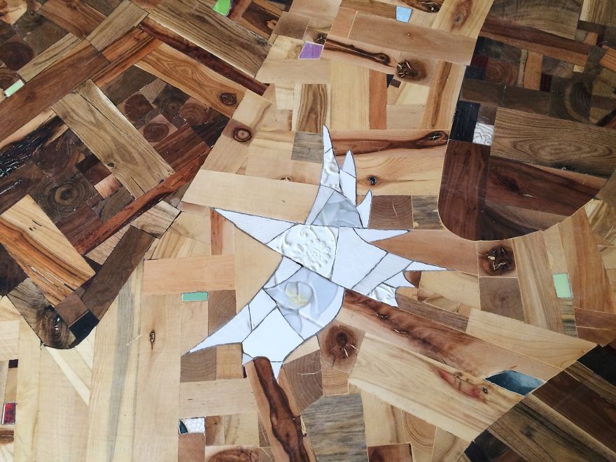 How I Made Floor Art From Random Wood Pieces
