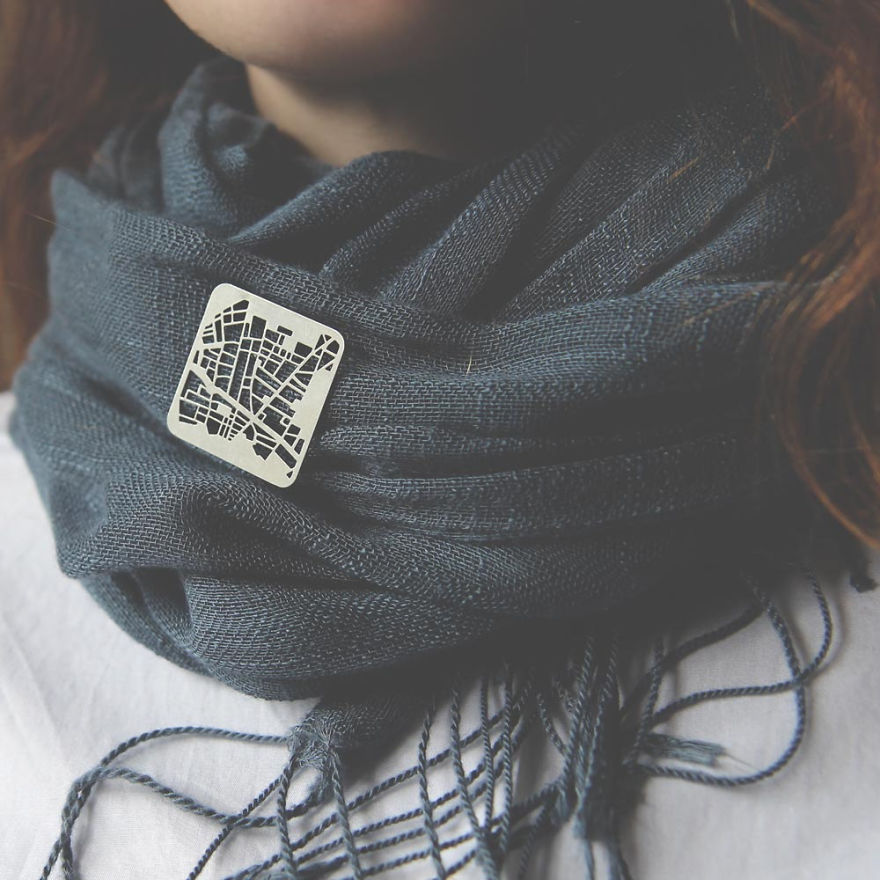 Barcelona Map Brooch