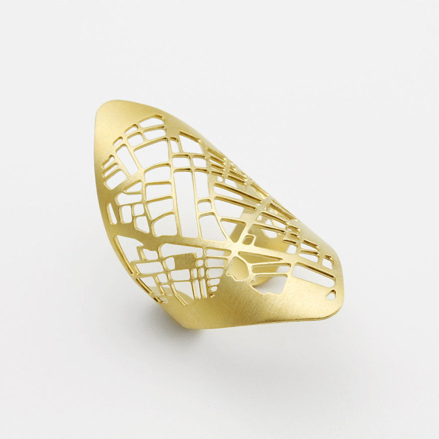 Barcelona Map Statement Ring