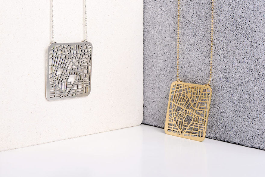 Tel Aviv Map Necklace