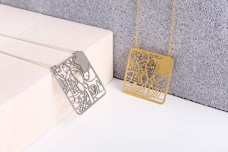 Jerusalem Map Necklace