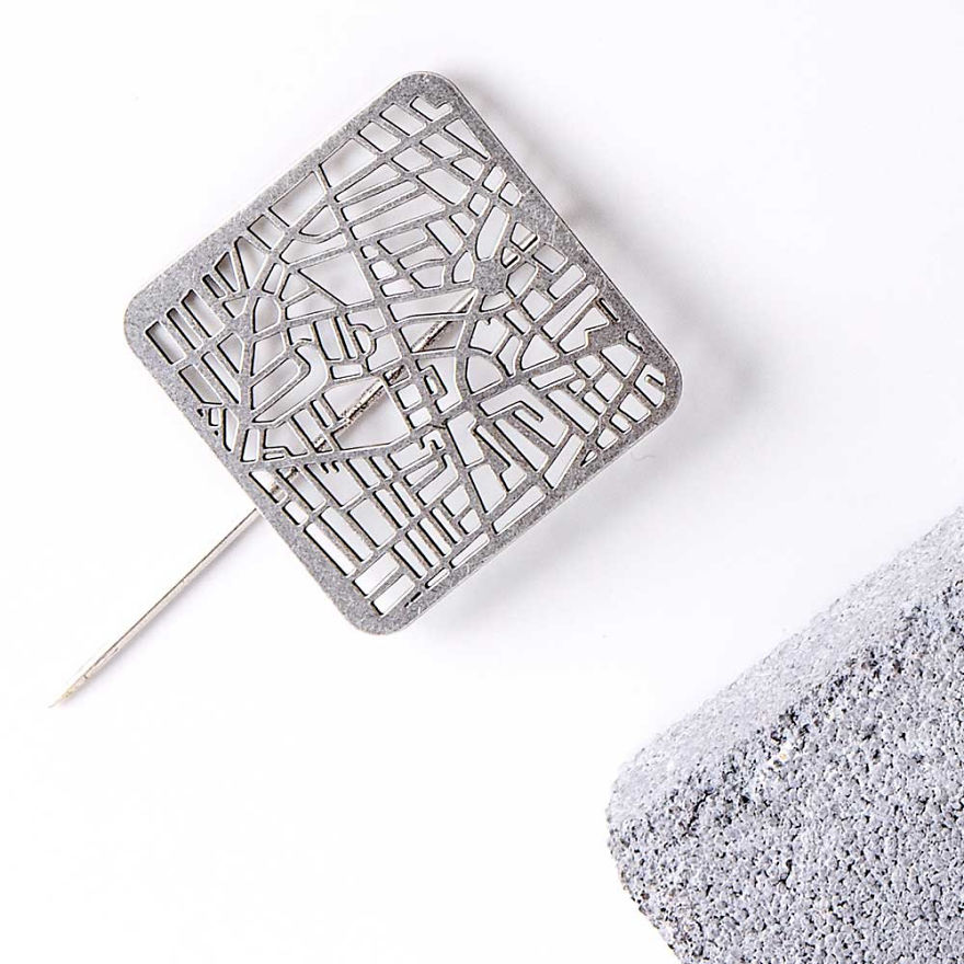 Tel Aviv Map Brooch