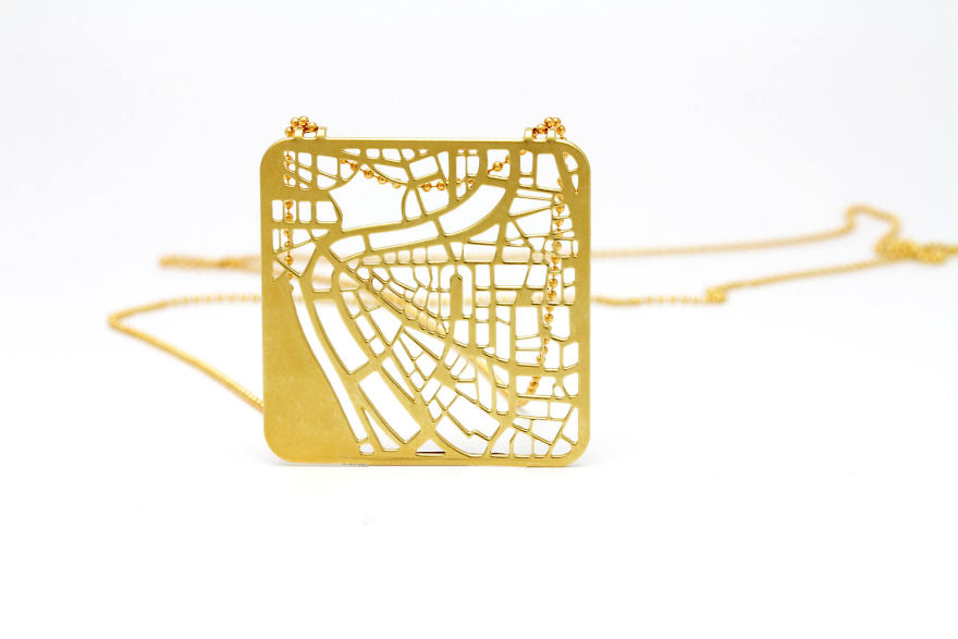 Rome Map Necklace