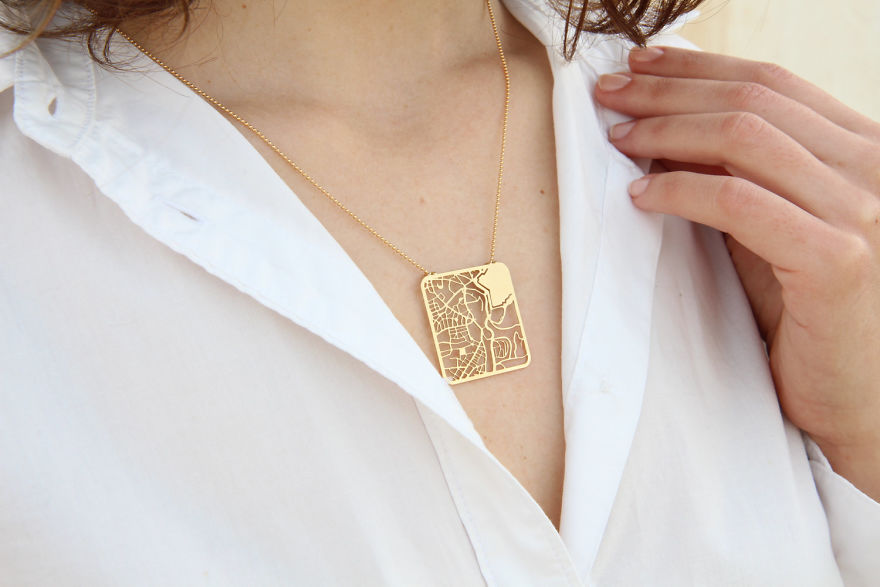 Jerusalem Map Necklace