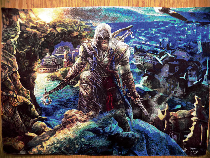 I Draw Using 10 Colored Ballpoint Pens