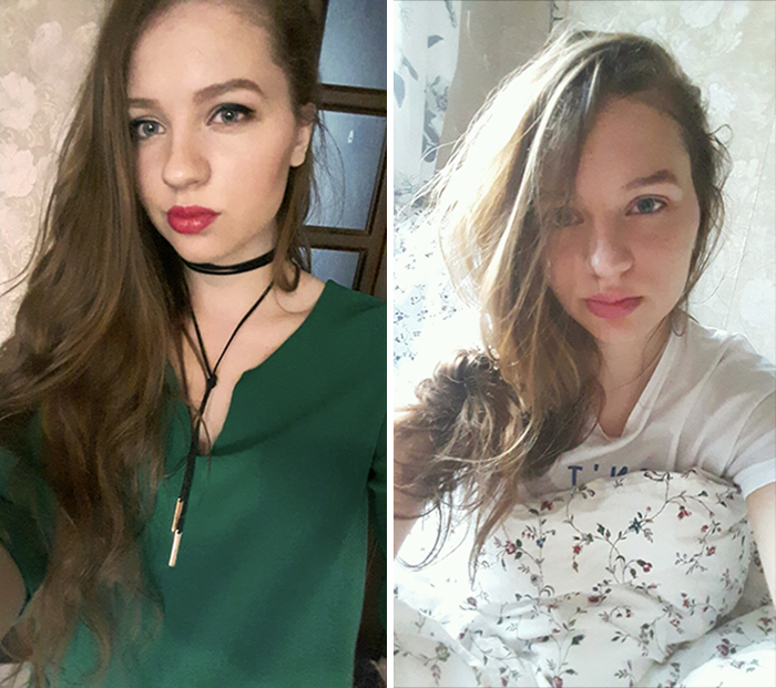 Saturday Evening Vs Sunday Morning. Definitely Not The Worst But You Can See Regret In My Eyes