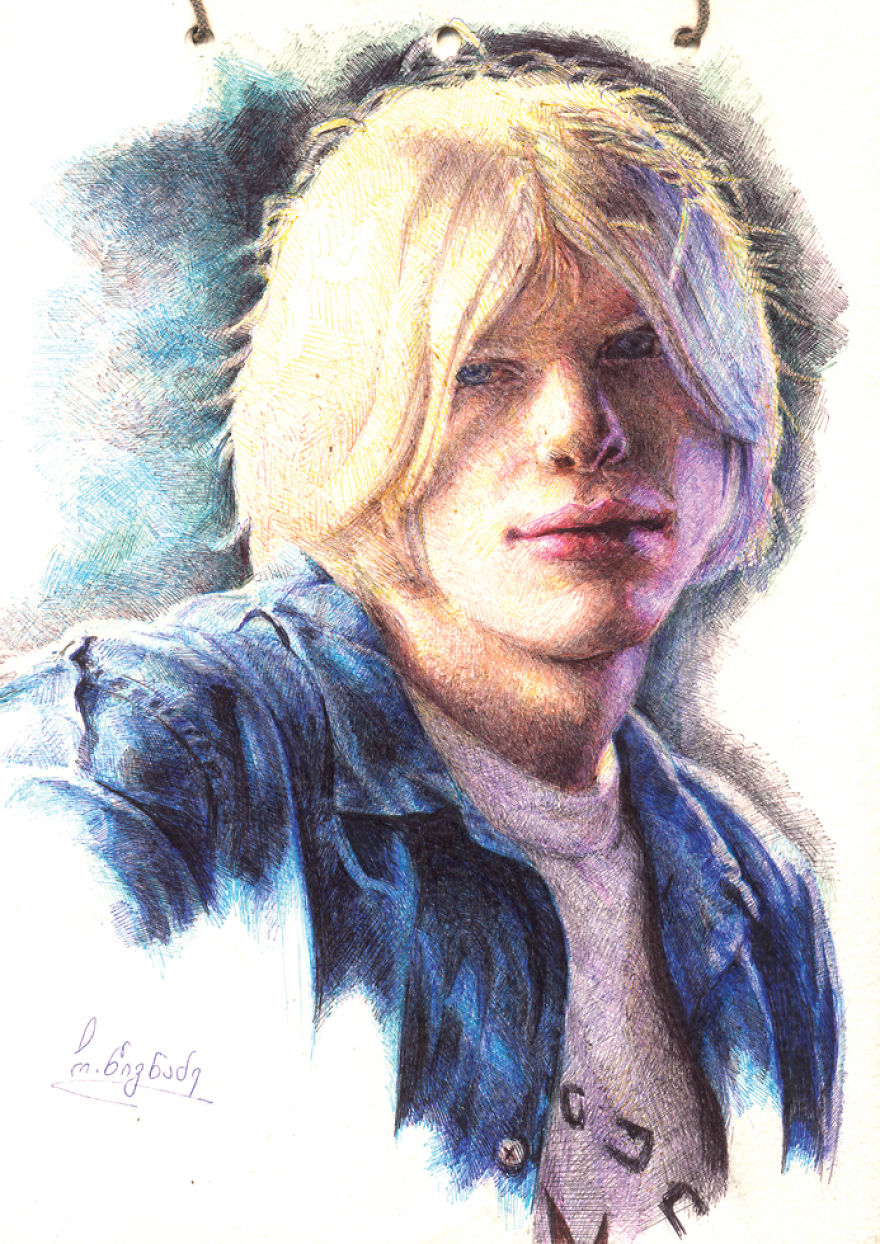 I Draw Using 10 Colored Ballpoint Pens