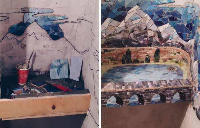 Mountain Sink: My Newest Mosaic For A Beauty Salon In Russia