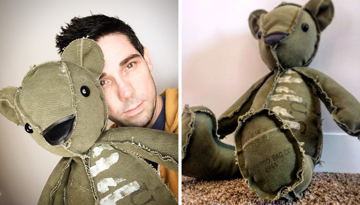 I Turned A Vintage Army Duffle Into A Huggable Teddy Bear