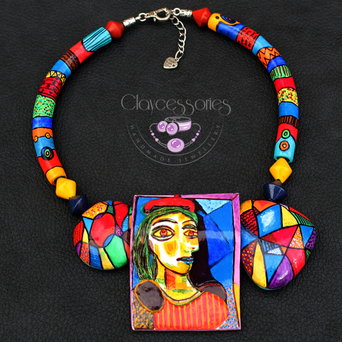 Girl With The Red Beret Necklace, Featuring The Art Of Pablo Picasso