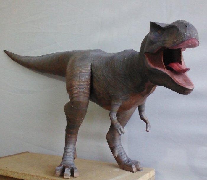 T-Rex Sculpture Made Of Out Paper