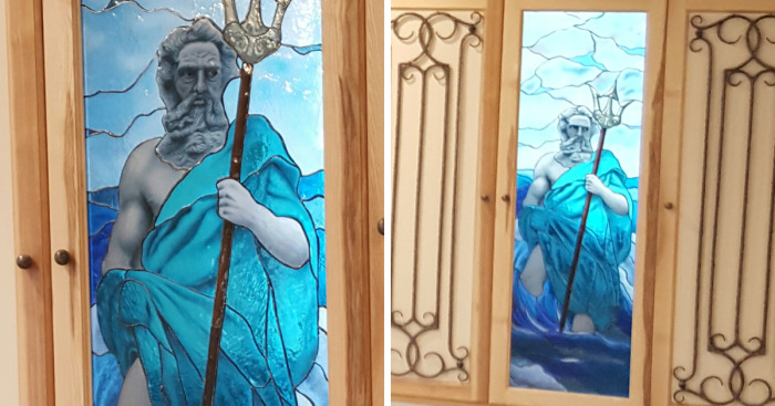 Thoughtful Poseidon: My Stained Glass Mural
