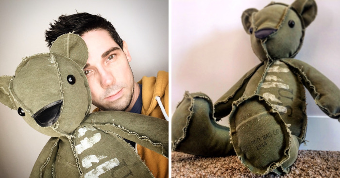 I Turned A Vintage Army Duffle Into A Huggable Teddy Bear