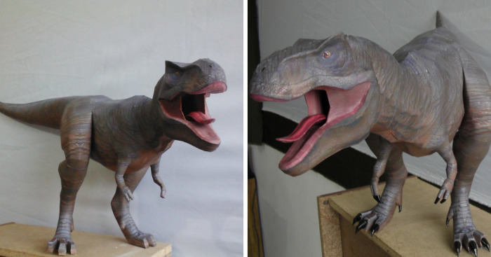 T-Rex Sculpture Made Of Out Paper