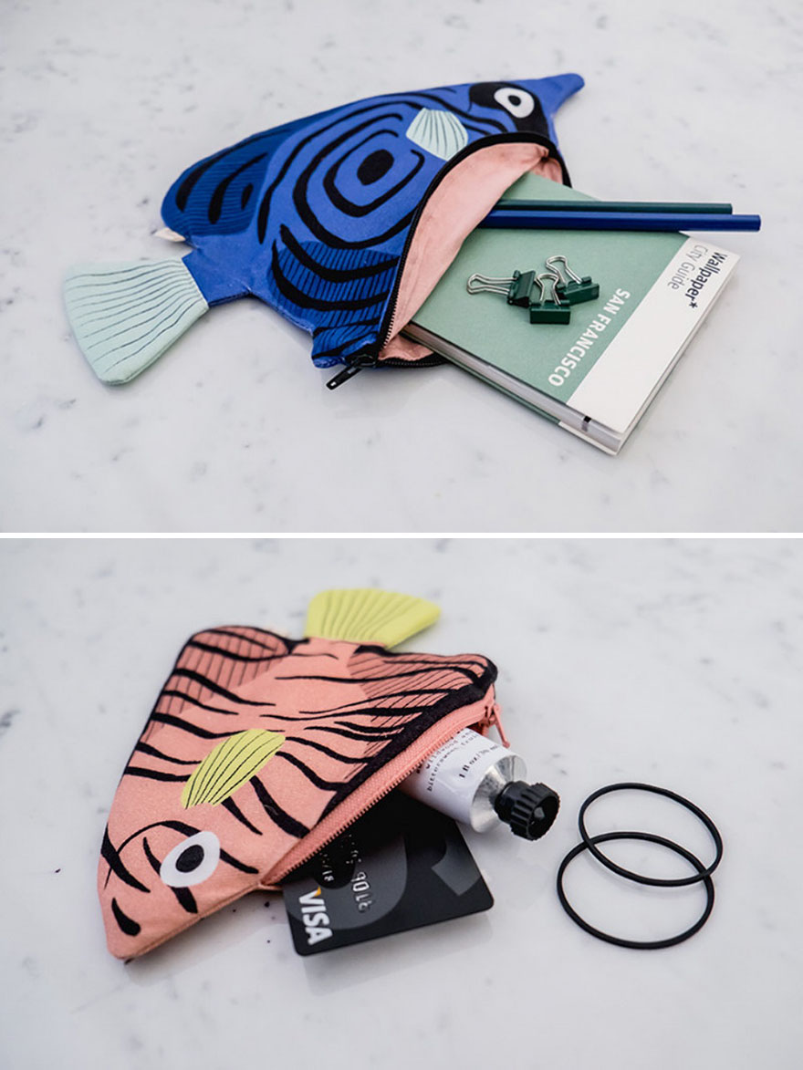 Blue Butterfly And Pink Batfish Purses