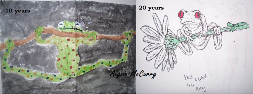 Scrappy Frog Painted With Twigs To Simplistic Frog Sketched With Artliner