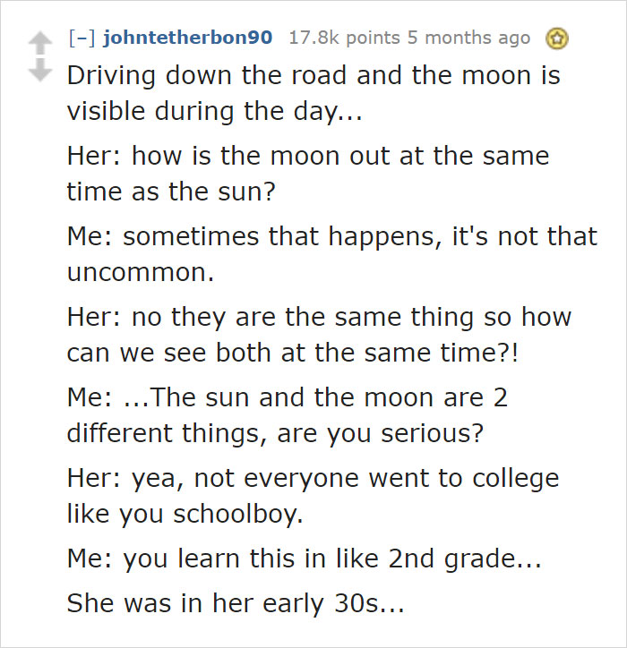 Text exchange highlighting a funny moment about moon and sun confusion in a relationship.