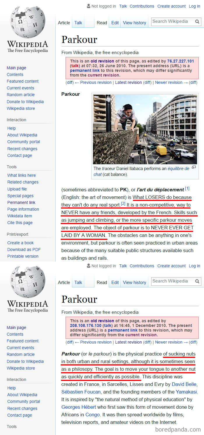 Funny Wikipedia Edits