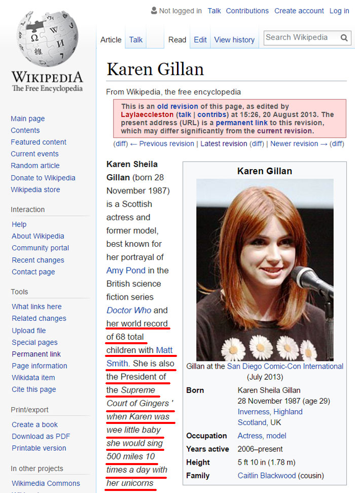 Funny Wikipedia Edits