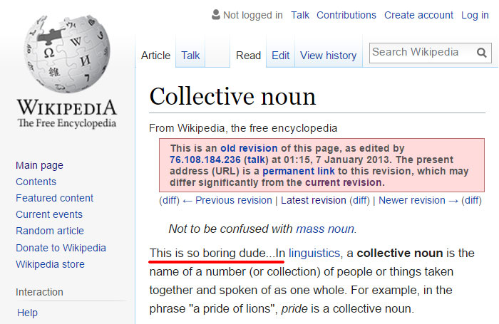 Funny Wikipedia Edits